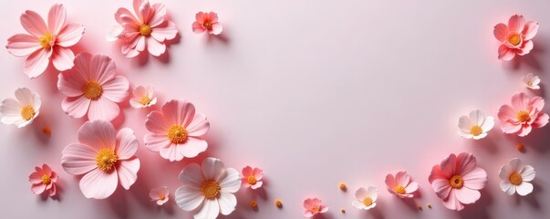 Fototapeta premium Delicate plaster flowers, soft pastel backdrop, plaster, shabby chic, flowers