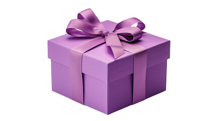 Obraz premium Elegant Purple Gift Box with Ribbon for Holiday isolated on transparent background