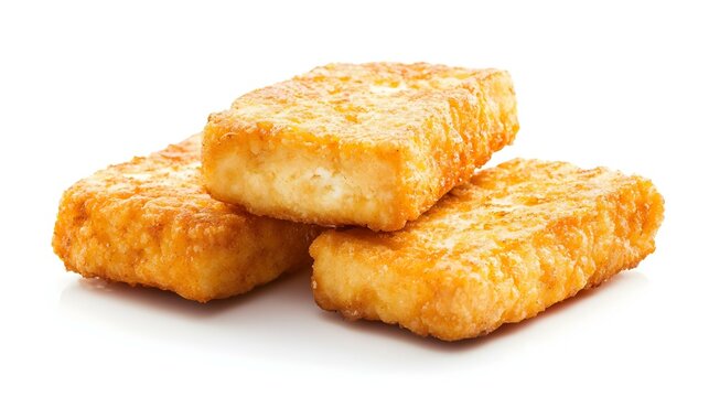 Hash Browns Terisolasi di Latar Belakang Putih. Makanan Amerika
