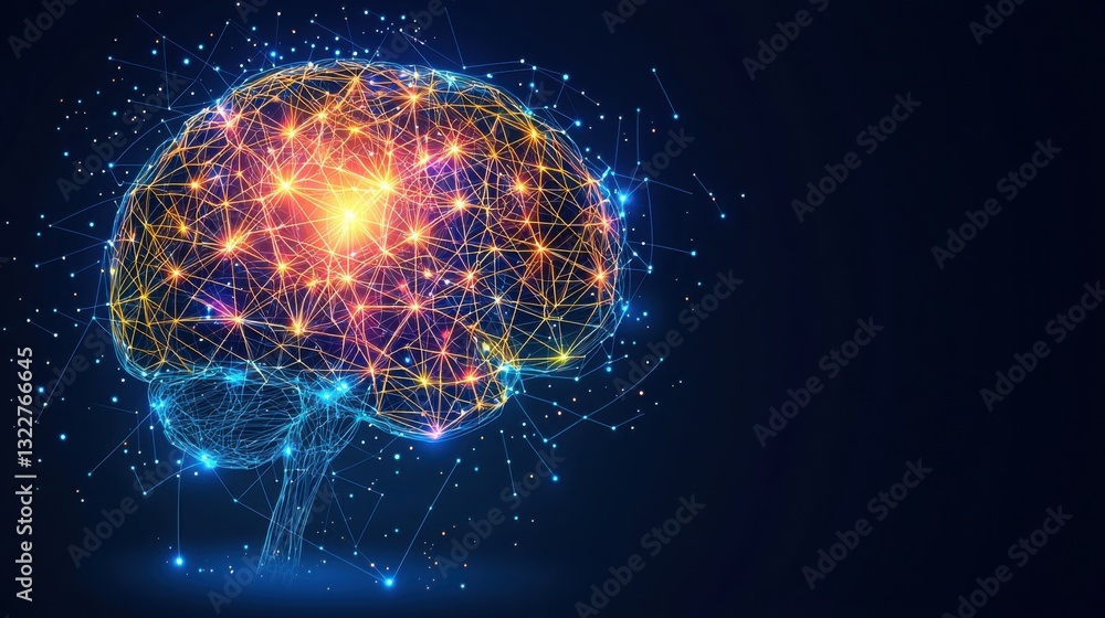 Poster human brain representing intelligence and cognitive function in a conceptual visualization of ai-dri