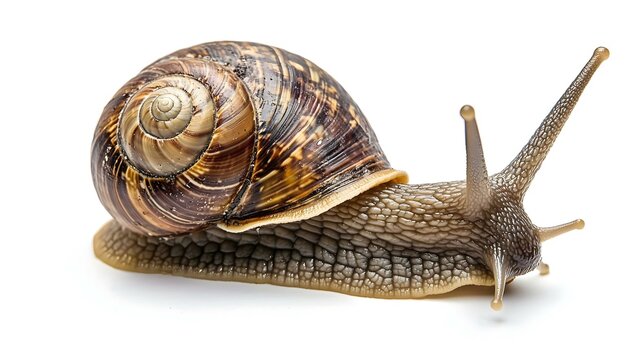 Siput Kebun Terisolasi pada Latar Belakang Putih