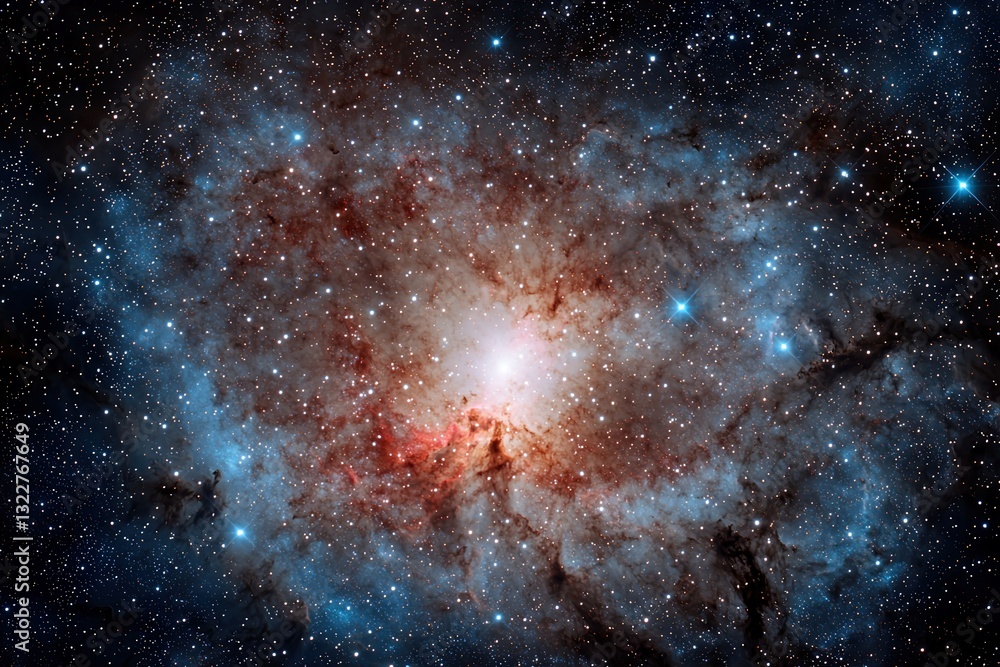 Poster galactic center starlight concepts. vibrant nebula surrounded by sparkling stars in deep space.