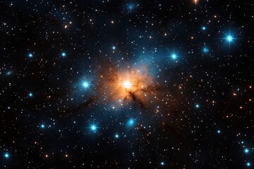 Galactic Center Starlight Concepts. Vibrant cosmic scene with bright stars and a nebula in deep space.