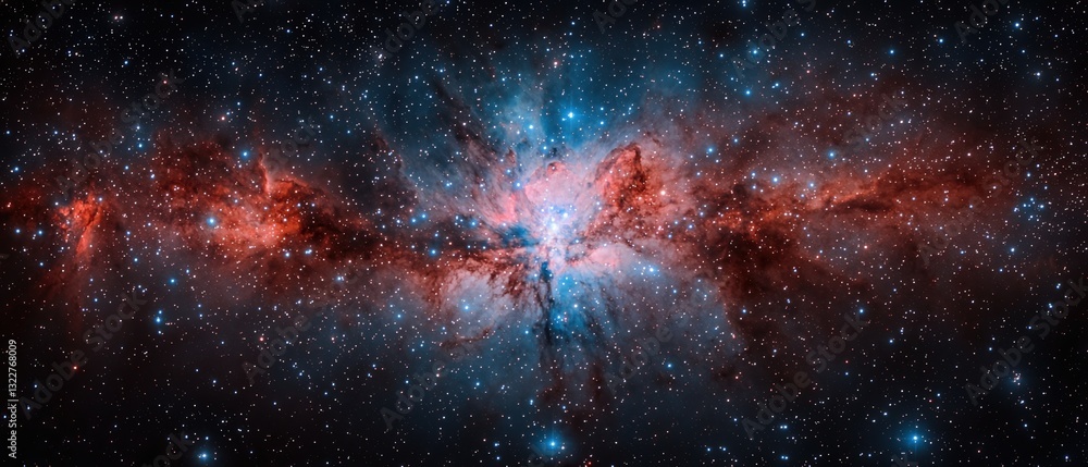Poster galactic center starlight concepts. vibrant cosmic scene with stars and nebulae in deep space.