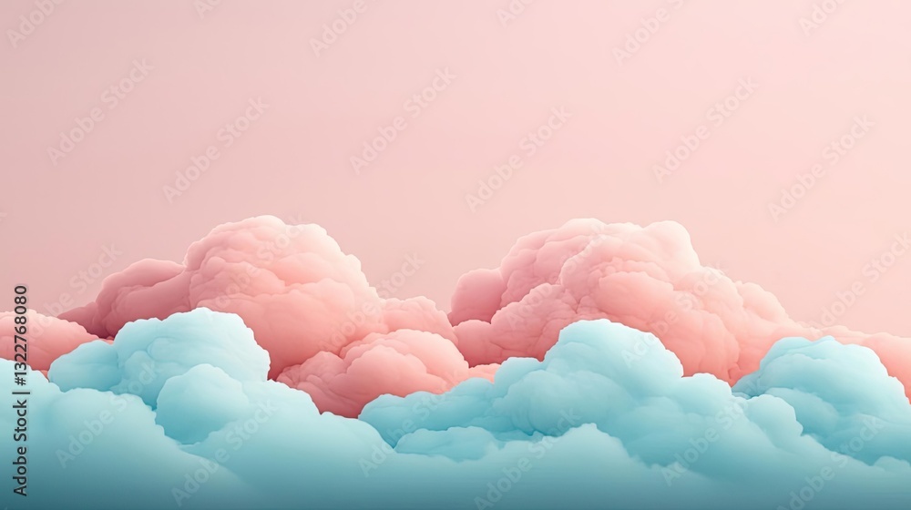 Poster pastel color illustration abstract background concept. a serene view of fluffy clouds in soft pastel