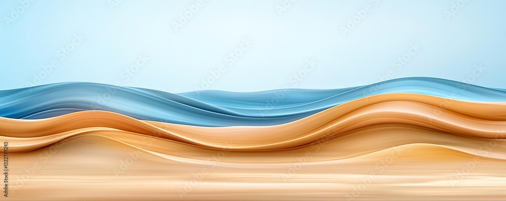 Poster waterscape abstract background idea. abstract waves blending soft blue and sandy tones create a sere