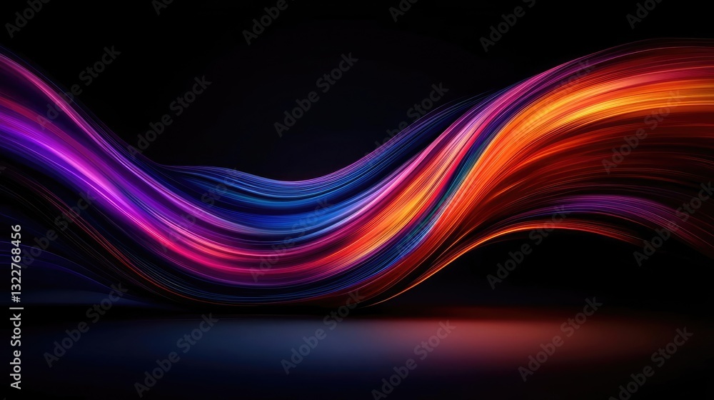 Poster vibrant color art abstract background concept. vibrant abstract waves of color flowing against a dar