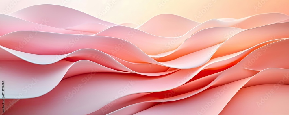 Aufkleber pastel color illustration abstract background concept. abstract waves in soft pink and white tones c