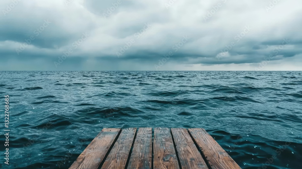 Aufkleber waterscape abstract background idea. a serene view of a wooden dock extending into a calm ocean unde