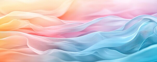 Fototapeta premium Pastel color illustration abstract background concept. Abstract waves of color blending softly in pastel tones of pink and blue.