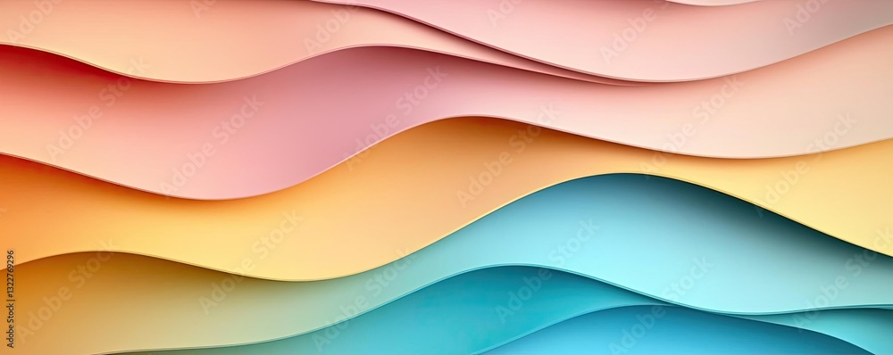Poster pastel color illustration abstract background concept. colorful abstract waves create a soothing and