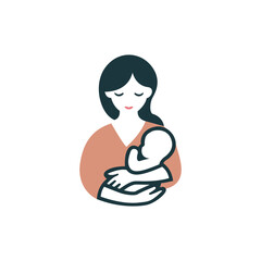 Mother with baby in arms logo template
