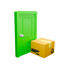 3D icon render package delivery arrived on white background 