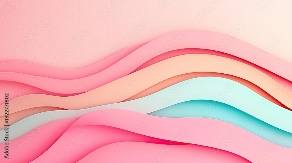 Poster pastel color illustration abstract background concept. abstract wavy shapes in soft pastel colors cr