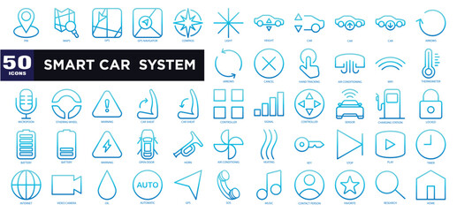 Smart Car System Gradient Icon Set