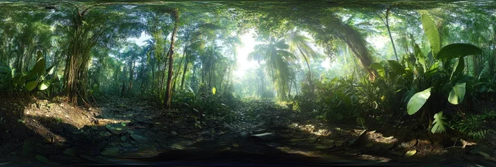 Schilderijen op glas Lush Tropical Rainforest Pathway © sofia