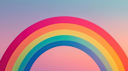 Obraz premium Pastel color illustration abstract background concept. Vibrant rainbow against a soft gradient sky, symbolizing hope and beauty in nature.
