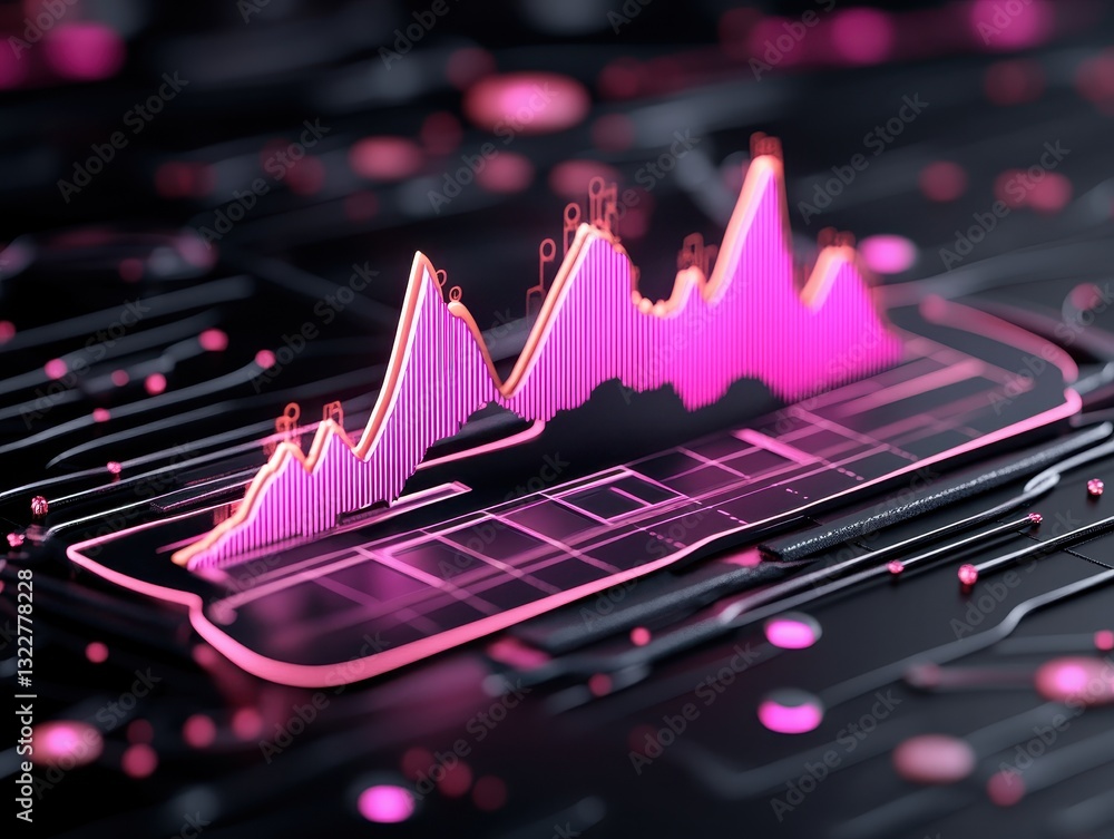 Poster abstract digital visualization of data trends on a sleek black background