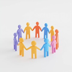 Diverse Community Holding Hands in Unity Around a Circular Formation