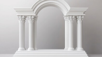 Obraz premium Elegant White Architectural Columns with Arched Top Design