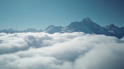 Fog is slowly covering the majestic peaks of the swiss alps  - ai