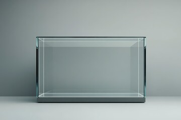 Minimalist Glass Display Case with Neutral Background and Clean Lines
