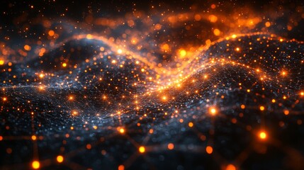 Obraz premium Visual representation of quantum phenomena showcasing qubits in superposition and entanglement, highlighting the complexity of quantum circuits and decoherence in a digital landscape.