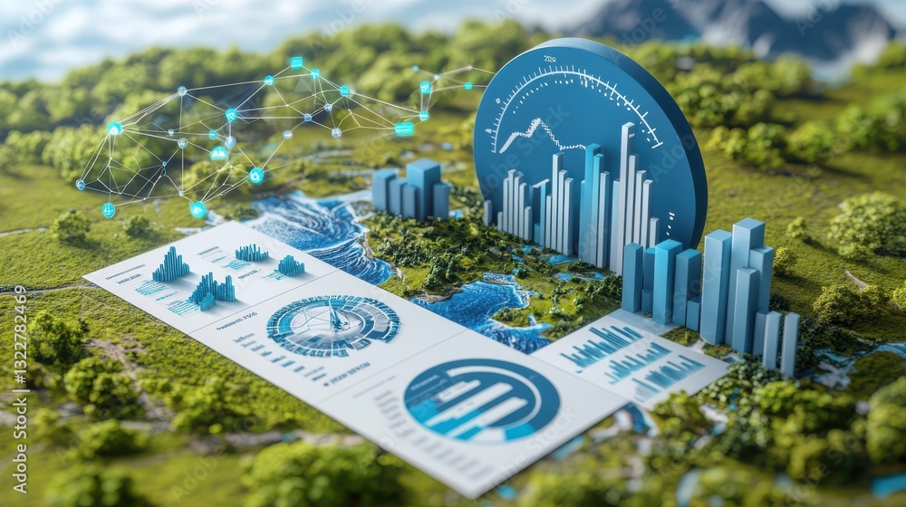 Poster data analyst infographic concept. innovative data driven insights for sustainable urban development