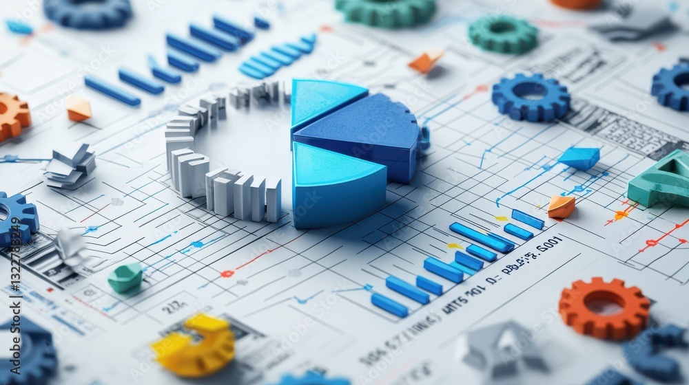 Poster data analyst infographic concept. vibrant data visualization showcasing insightful analytics and bus