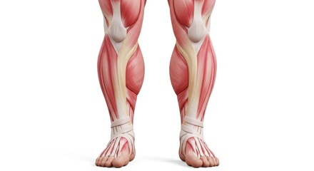 Human Leg Anatomy Illustration Showing Muscles and Tendons