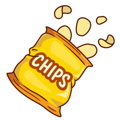 Potato chips cartoon sticker illustration