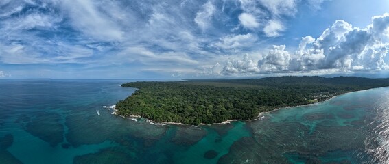 Playa Cocles and Limon coastline from above in Costa Rica