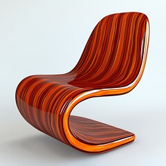 Elegant S Shaped Wooden Chair in Bright Studio Lighting with Smooth Finish and Detailed Grain