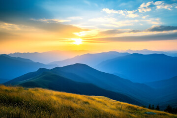 Obraz premium Across the Center and Right Side of a Vast, Majestic Mountain Range Stretching