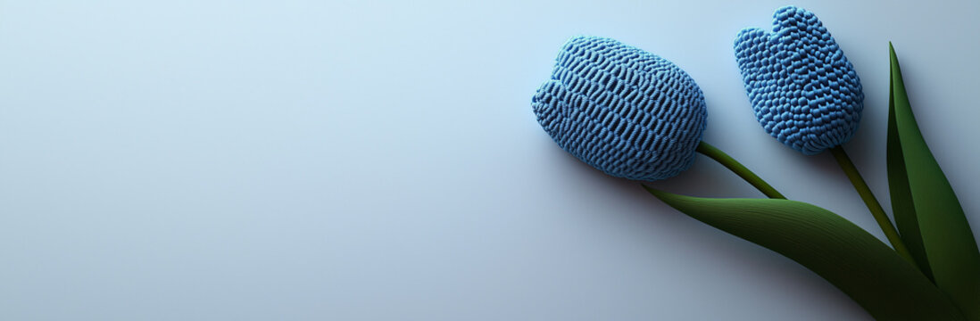 World parkinson disease day april 11 banner with copy space. Knitted tulip flower symbol of parkinson's day awareness - Powered by Adobe