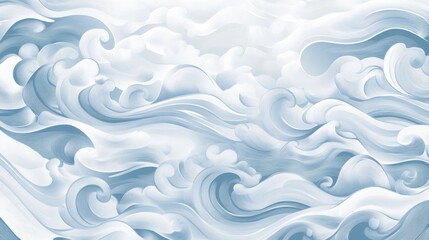 Obraz premium 21.An elegant Oriental water pattern, seamlessly flowing with soft, wavy lines and intricate water-like motifs. The design is perfect for wallpaper, offering a tranquil and harmonious atmosphere with