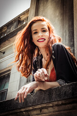 young woman relaxing on sofa