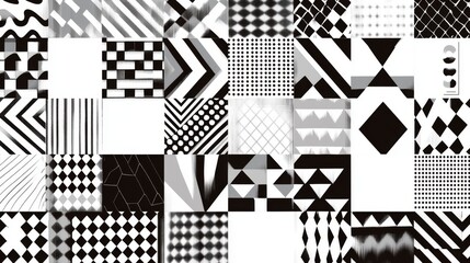 49.Retro Set of Black and White Geometric Vector Pattern