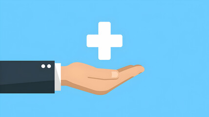 Obraz premium A Helping Hand Offering Positive Healthcare Solutions, A Symbol Of Hope And Wellness Against A Bright Blue Background