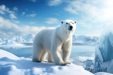 Majestic Polar Bear Standing on Snowy Landscape