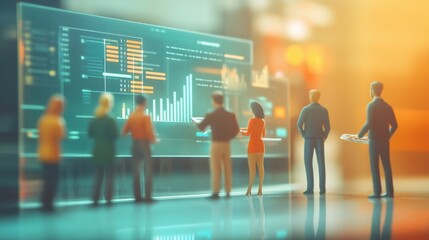 Team Collaborating on Data Analysis in Modern Office Environment