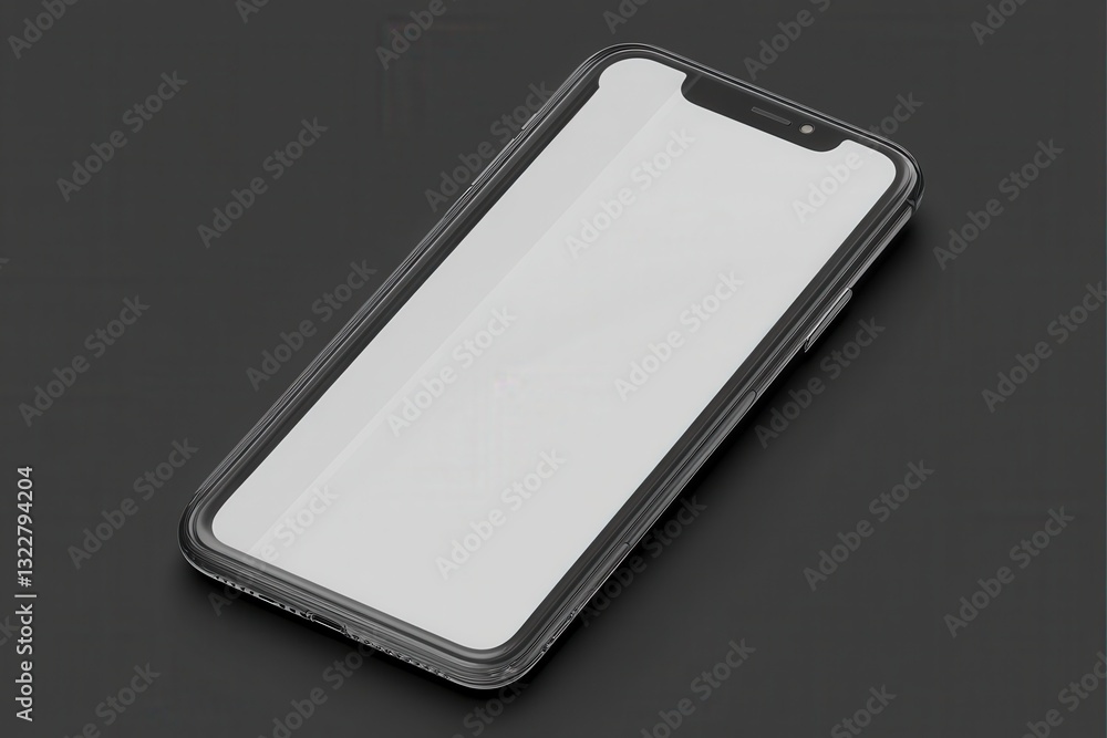 Poster minimalistic smartphone design showcasing a sleek, modern device on a dark background