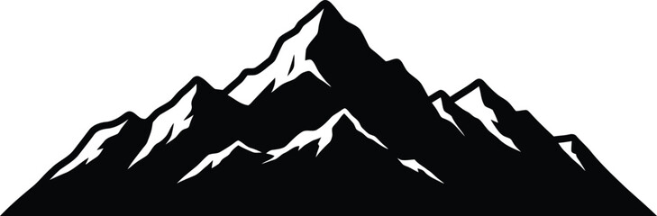 Black Silhouette Mountain Landscape Vector