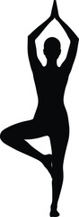 Black silhouette vector of a person performing a yoga pose
