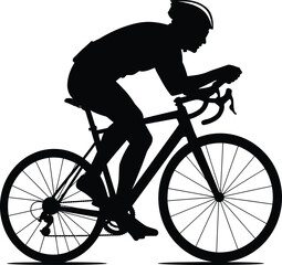 Fototapeta premium Black Silhouette Cyclist Riding Vector - Sports & Fitness Icon for Racing & Outdoor Adventure