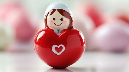 A charming and heartwarming toy featuring a red heart shape
