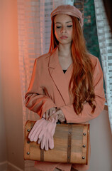 young woman with a suitcase