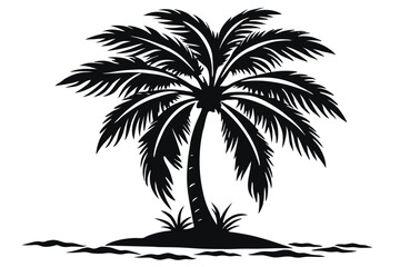 Silhouette of palm trees on a beach Vector illustration
