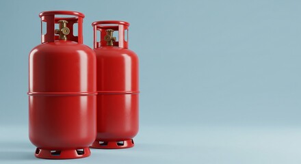  Red gas cylinders in a minimalist background.