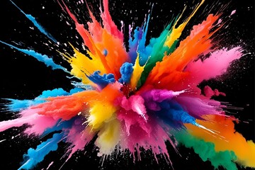 Beautiful explosion of colors, red, yellow, blue, pink, watercolor background paper design. Minimal plain full screen paper Simple with space for copying text A3 a4
